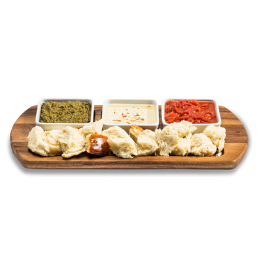 Serving Tray with 3 square ceramic bowls